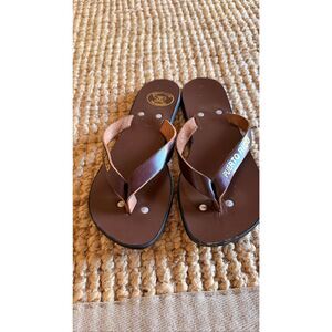 Puerto Rico Genuine Leather Flip Flops Sandals Size 7 Brown